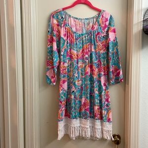 Lilly Pulitzer Peel & Eat szM cotton fringe dress